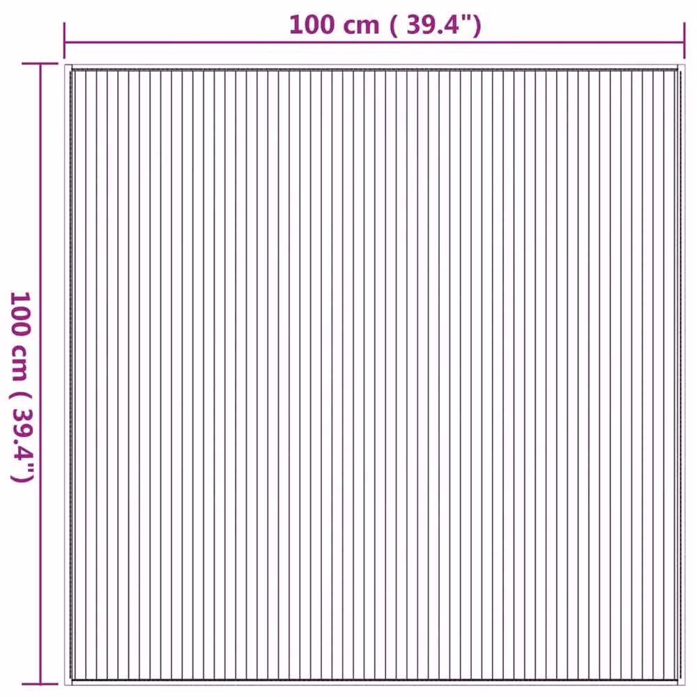 Berkfield Home Square Bamboo and Polypropylene Rug in Brown, W/D/H: 100 x 100 cm – 3
