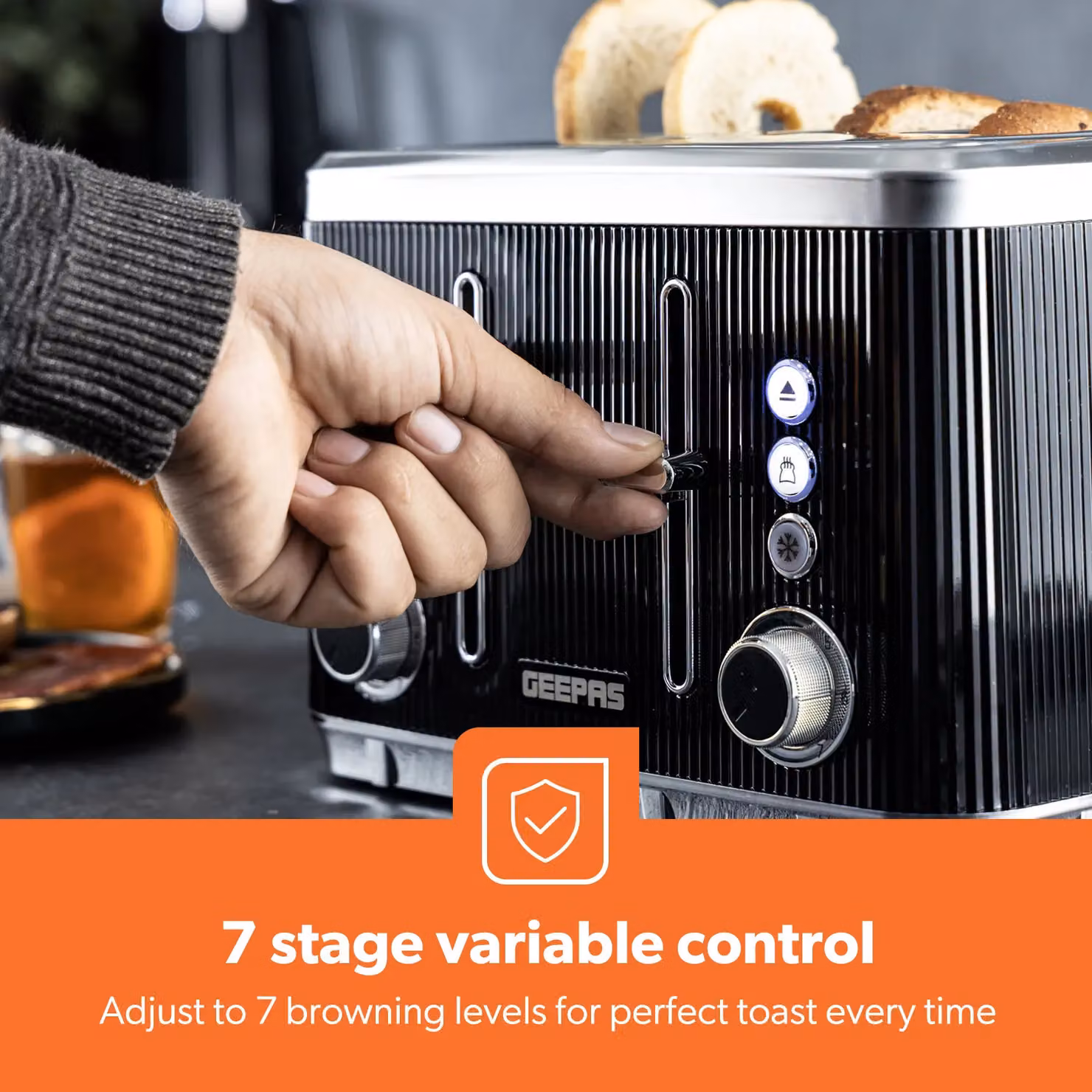 Geepas Arcus 4 Slice Toaster, 1860W, Black – 6