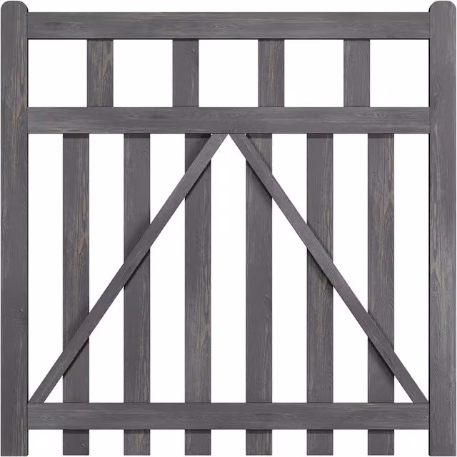 Darphe Wooden Garden Gate with Chevron Bracing, Grey, Width: 120 cm