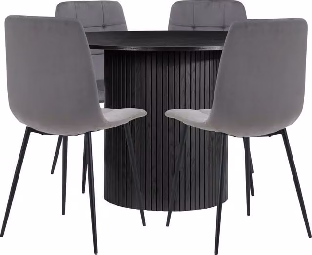 Birlea Axel Round Black Dining Table and 4 Chairs Set – 1