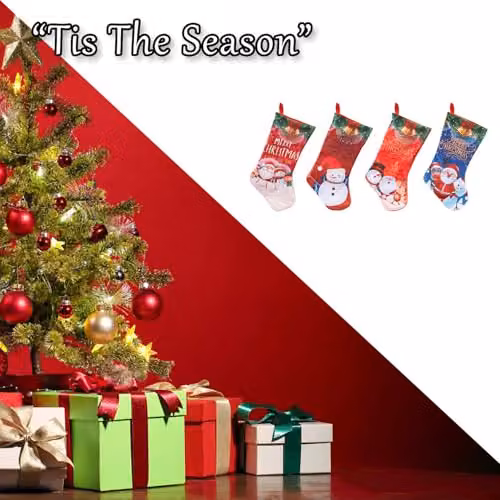 VFM e-Store Christmas Stocking in Assorted Multicolour Designs, H 43.2 cm x W 22.8 cm – 6