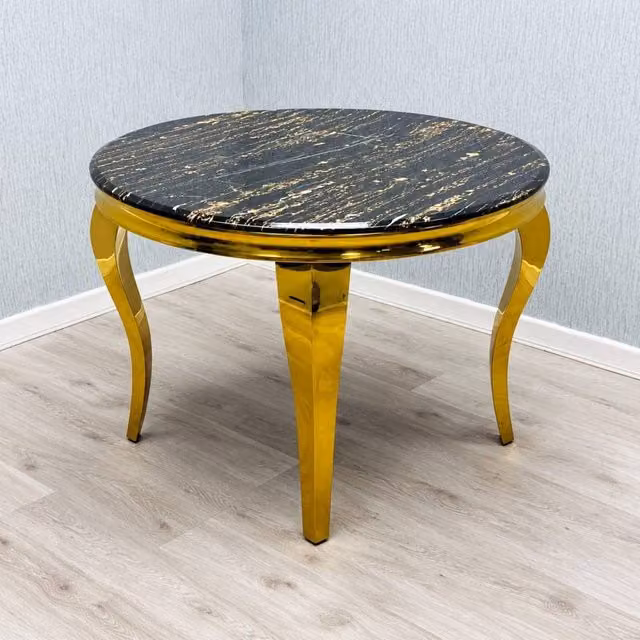 Soft Snooze Beds Sorrento Black and Gold Marble Dining Table W/D: 160 x 90 cm