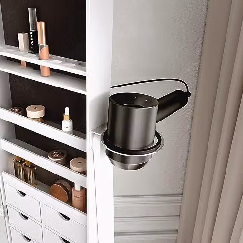 CARME HOME Zoey White Jewellery Storage Cabinet with Full Length LED Mirror and 6 Drawers, H 146 x W 35 x D 31 cm – 7