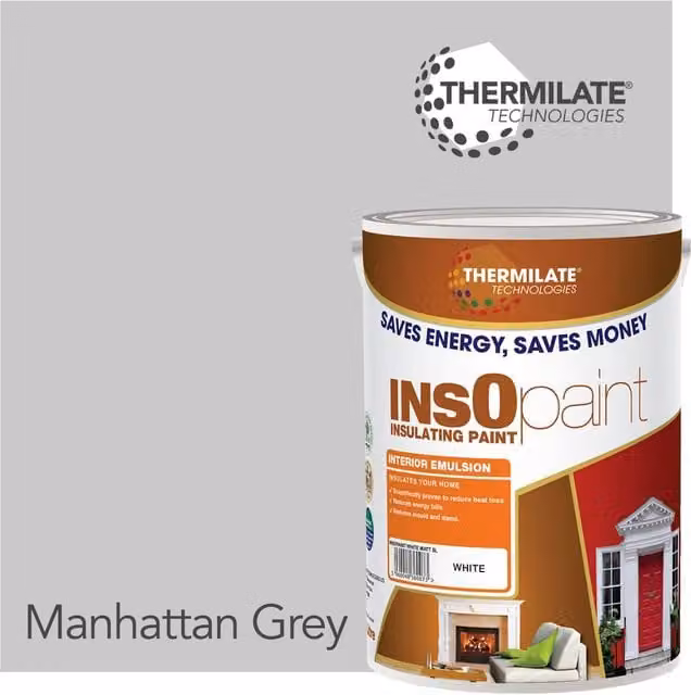 THERMILATE TECHNOLOGIES Low Emission Water Based Interior Dispersion Emulsion Paint, Manhattan Grey, 5 l