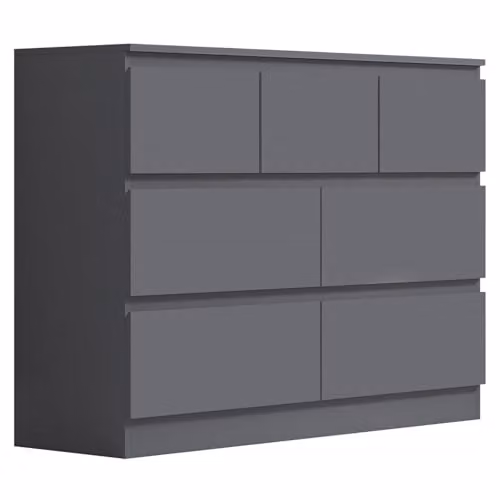 FWStyle Merchant 7 Drawer Chest in Matt Dark Grey, H 81 x W 106 x D 40 cm