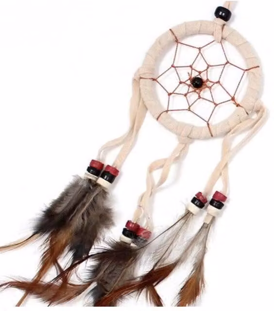 KDMD Bali Dreamcatcher Small Round Hanging Decor in Beige and Brown