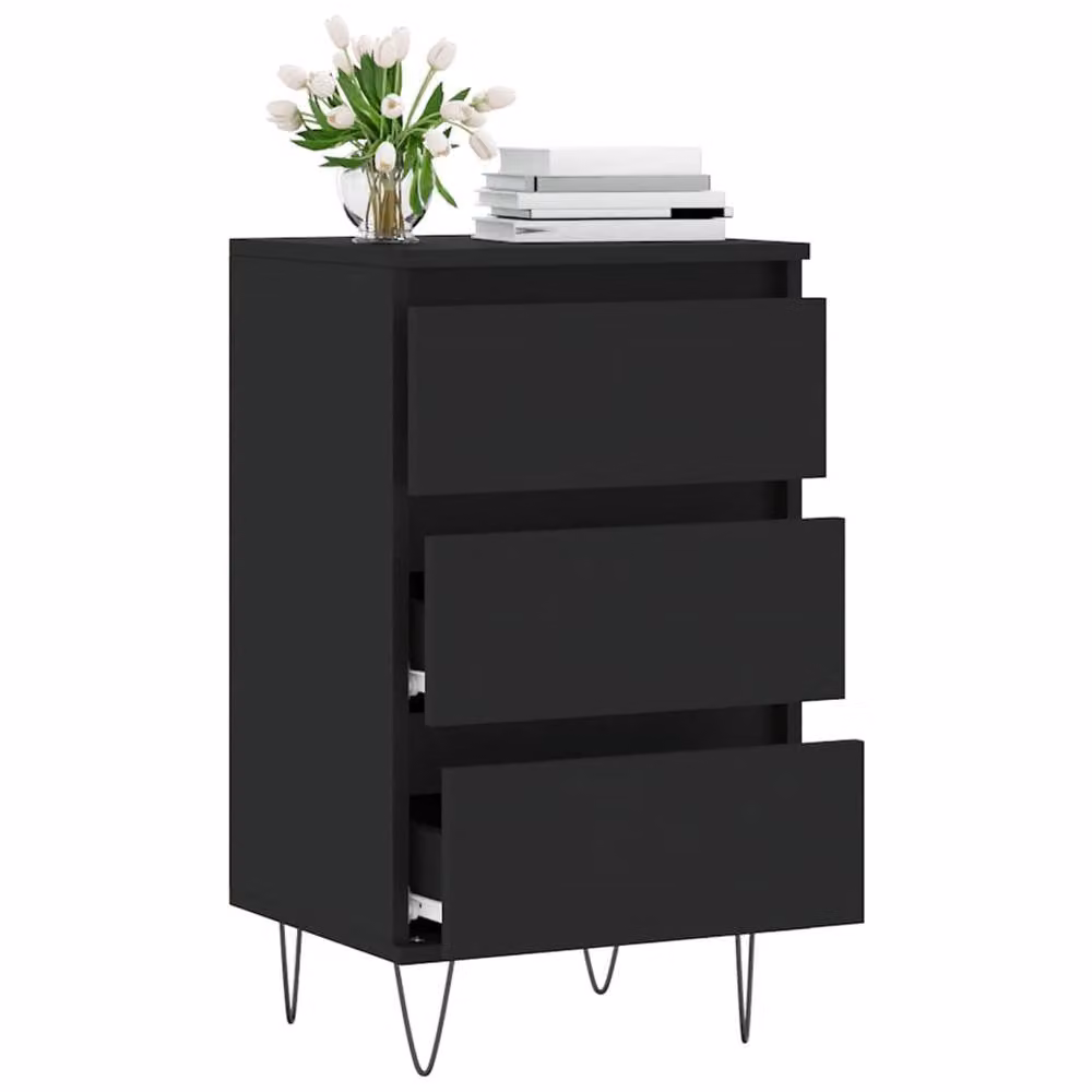 Berkfield Home Modern Black Matt Sideboard in MDF and Metal, W: 40 cm, D: 35 cm, H: 70 cm – 3