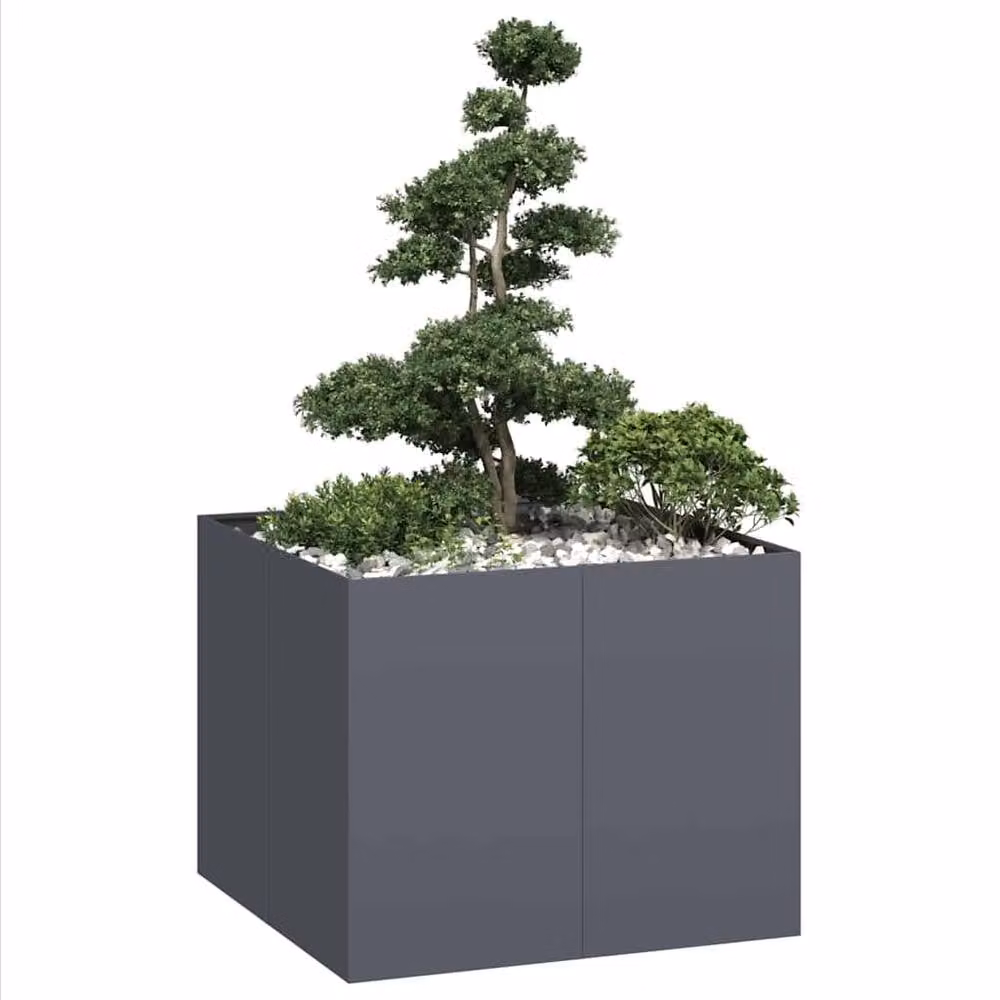 Berkfield Home Anthracite Steel Planter Tub, Dark Grey, W/D/H: 100 x 100 x 80 cm – 2
