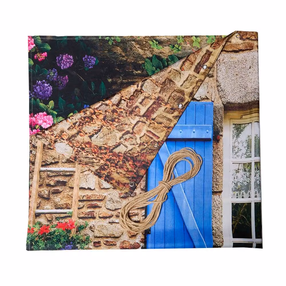 Coopers of Stortford Gainsborough Floral Hanging Garden Wall Art in Blue and Multicolour, W/H: 150 x 150 cm