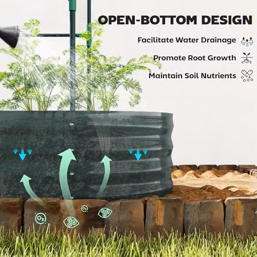 Outsunny Galvanised Steel Raised Garden Bed with Trellis, Grey, W/D/H: 121.92 x 60.96 x 140.2 cm – 7