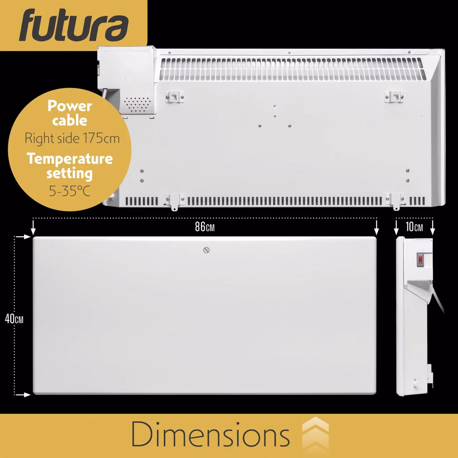 Futura 2000W Wall Mounted Electric Radiator Panel Heater with Setback Timer in White – 5