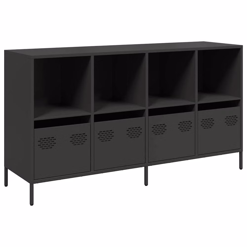 Berkfield Home Industrial Sideboard in Matt Black Cold-rolled Steel, W/D/H: 135 x 39 x 73.5 cm – 3