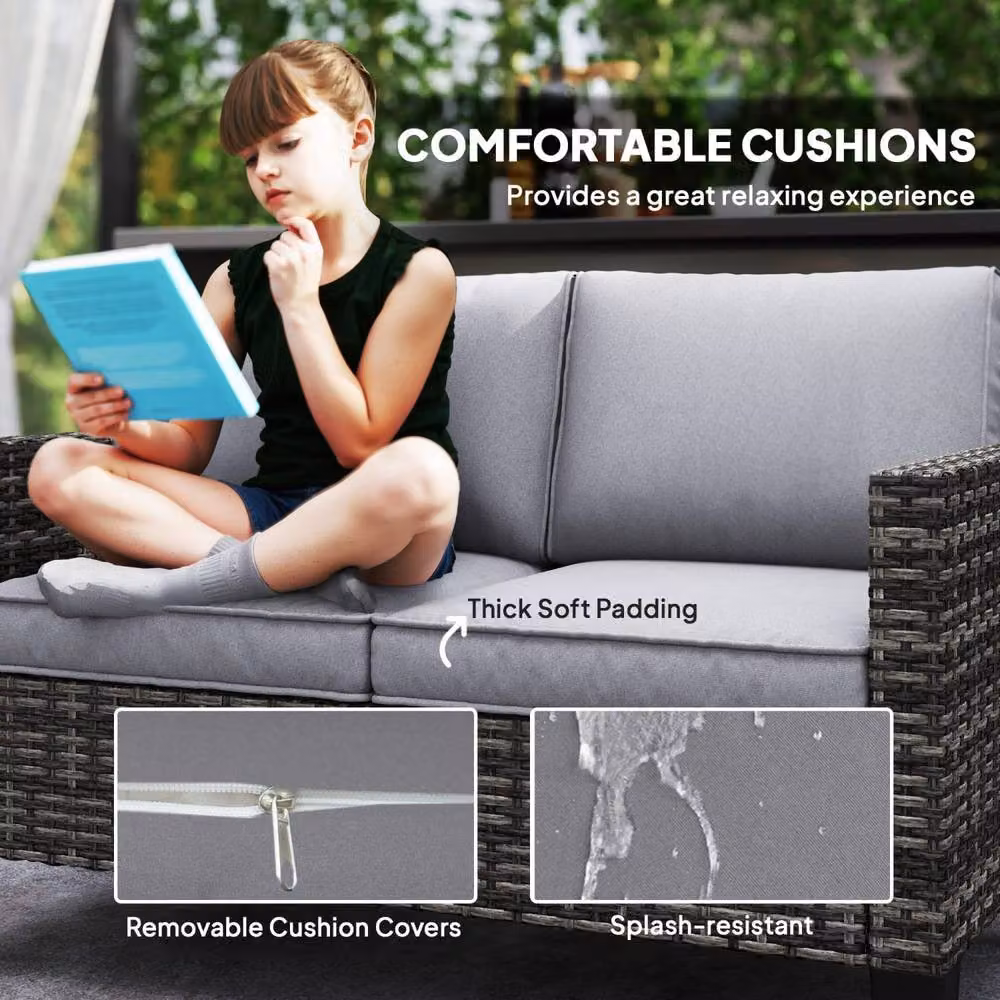 Wyld Haus Nolo 2 Seater Outdoor Sofa in Dark Grey with Light Grey Cushions – 5