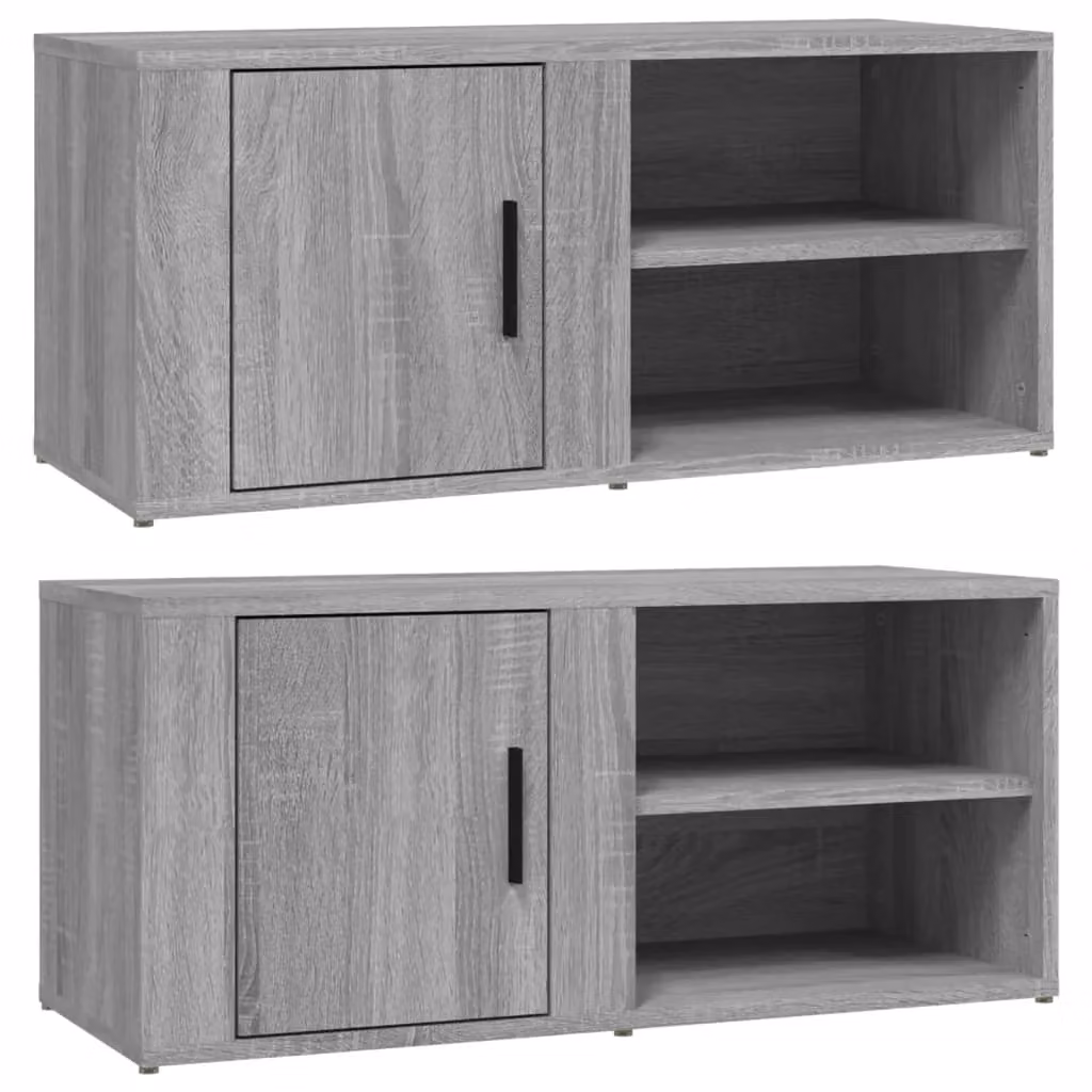 Berkfield Home Set of 2 Modern Grey Sonoma TV Cabinets in Engineered Wood W/D/H: 80 x 31.5 x 36 cm – 2