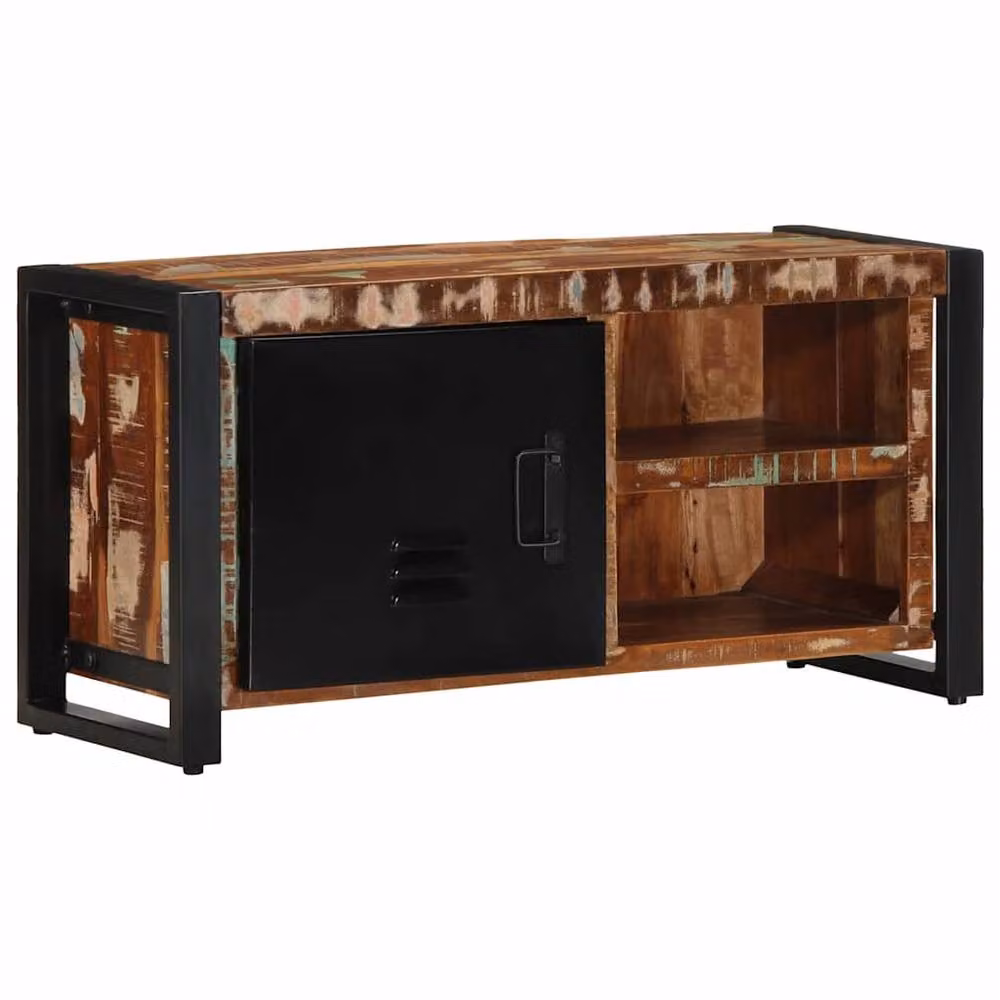 Berkfield Home Industrial TV Cabinet in Brown Reclaimed Solid Wood, W/D/H: 80 x 30 x 40 cm – 2