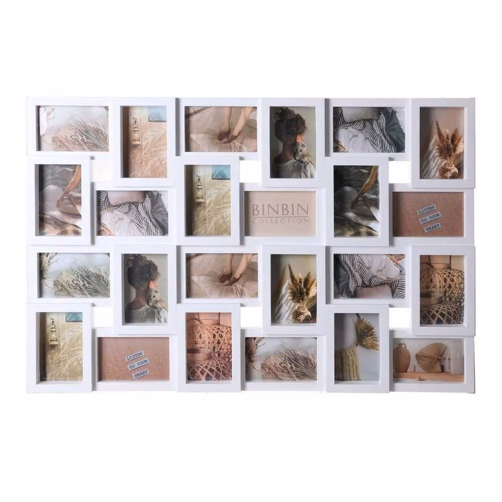 FLAVORA White Modern Multi Aperture Square Collage Photo Frame for Wall Hanging, W 100 cm x H 100 cm – 2