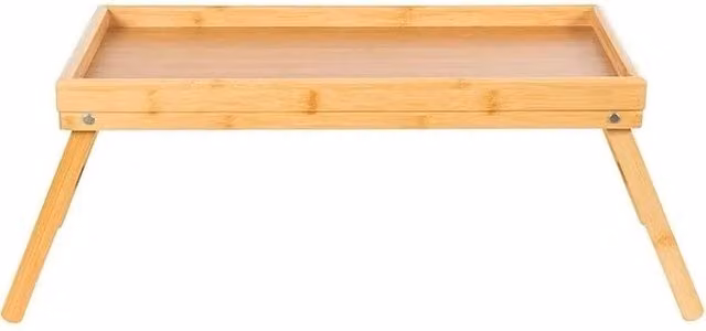 EONLION Brown Wooden Folding Breakfast Lap Tray with Solid Wood and Bamboo Construction – 1