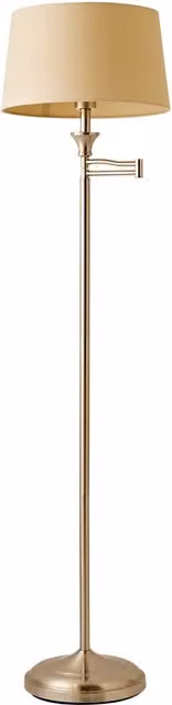 ValueLights Adjustable Swing Arm Floor Lamp in Brushed Chrome with Beige Fabric Cylinder Shade