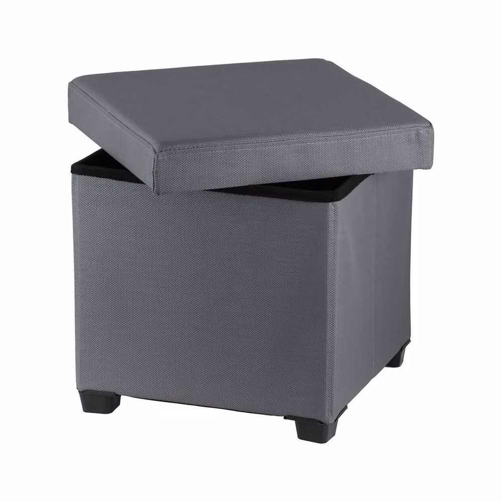 Simpa Folding Storage Ottoman Foot Rest Stool in Dark Grey – 2
