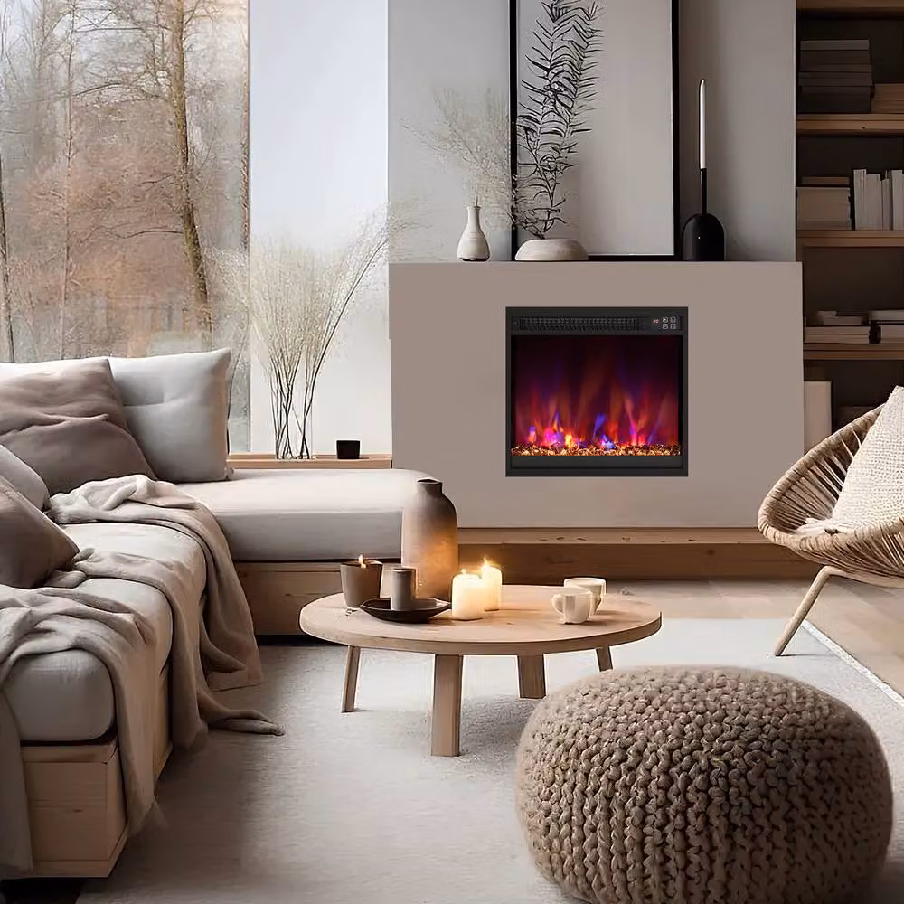 Costway 18 inch Recessed Electric Fireplace Insert 1500W Heater in Black – 5
