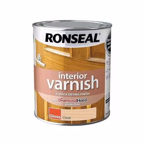Ronseal Quick Dry Clear Gloss Interior Wood Varnish, 750ml