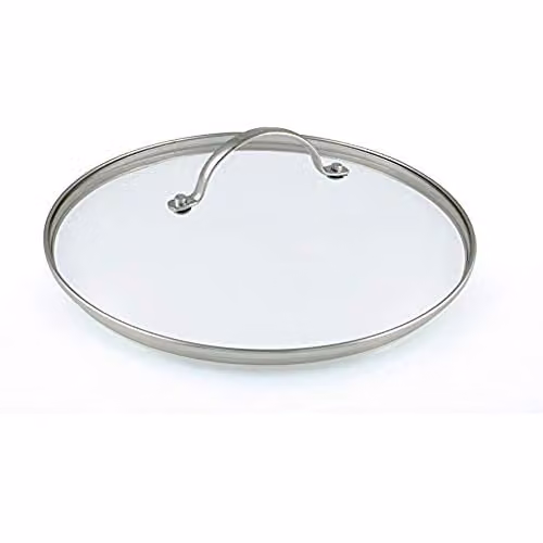 simpa Universal Glass Lid with Stainless Steel Handle, Diameter: 24 cm, Silver and Transparent