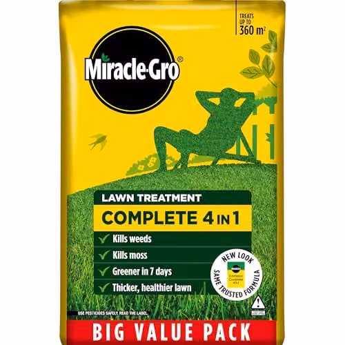Miracle-Gro Evergreen Complete 4-in-1 Lawn Food, Weed and Moss Control, 360 m2, Yellow
