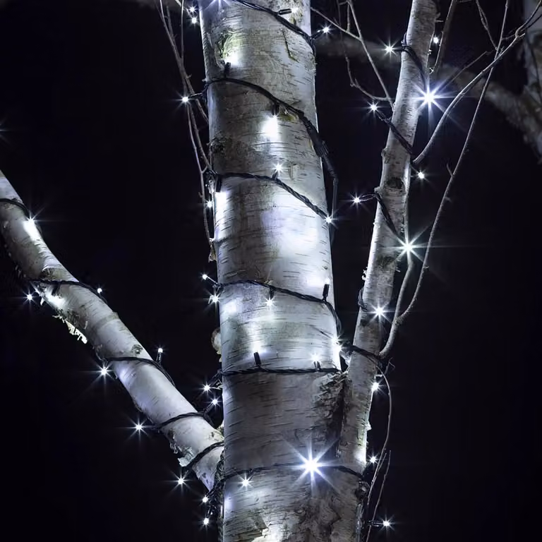 Pro Connect White LED Connectable String Lights with Black Cable, 125m