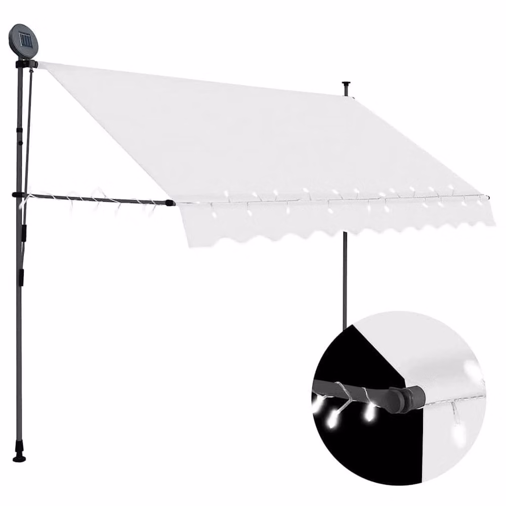 Berkfield Home Manual Retractable Awning with LED, Cream