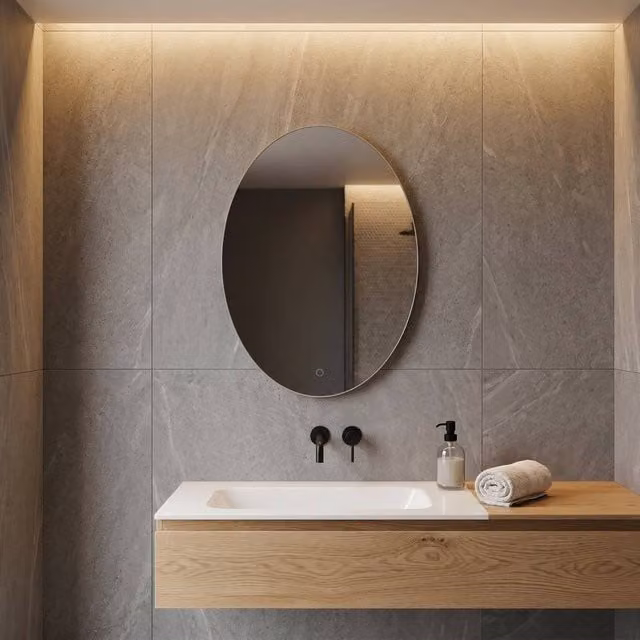 First Choice Lighting Axel LED Bathroom Mirror with Touch Control and Demister, W: 70 cm, H: 50 cm, Clear