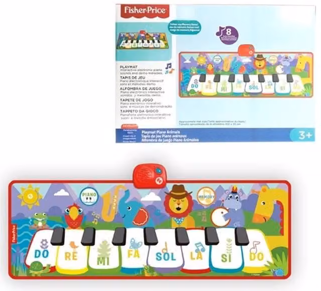 Fisher-Price Kids Musical Animal Piano Playmat with Keyboard in Red and Multicolour
