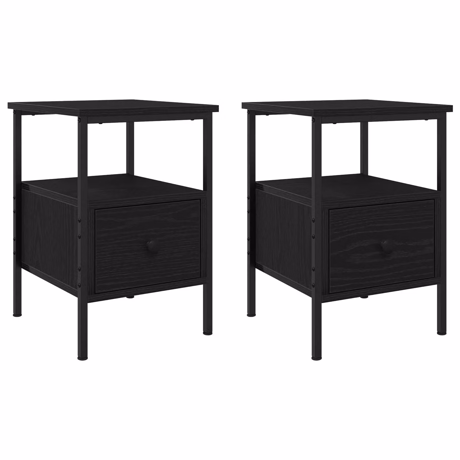 Berkfield Home Set of 2 Black Oak Bedside Cabinets, W/D/H: 34 x 36 x 50 cm – 2