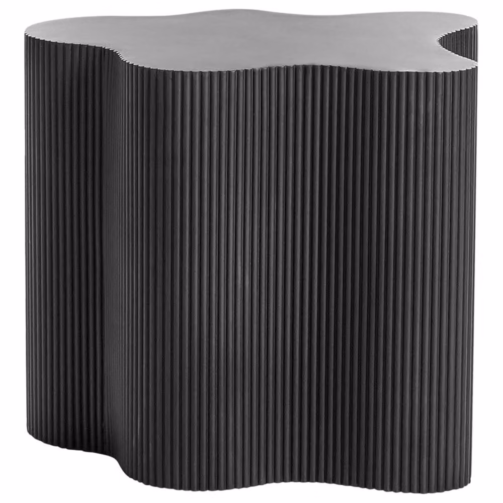 Wyld and Coco Black MDF Modern Side Table with Rounded Fluted Base W: 40 cm, D: 40 cm – 2