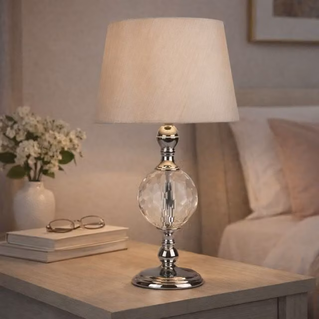 Pagazzi Vanessa Silver Chrome and Glass Table Lamp
