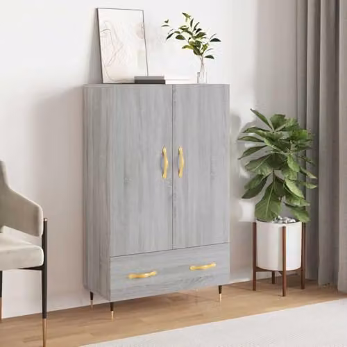 vidaXL Modern Grey Highboard with Hinged Doors and Internal Shelves, W/D/H: 69.5 x 31 x 115 cm – 2