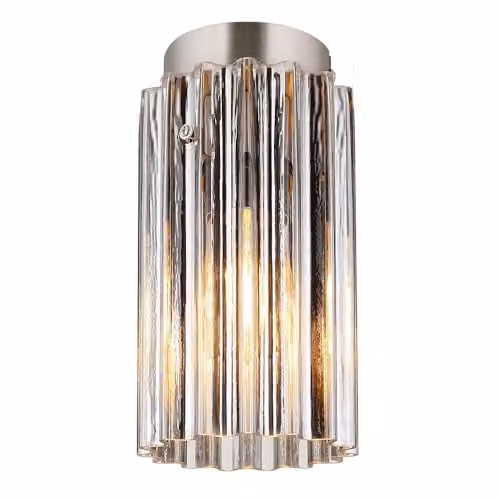 Netlighting Cayden Modern Cylinder Ceiling Light in Silver with Transparent Glass Shade for Living Rooms and Hallways, E27, 1x Bulb