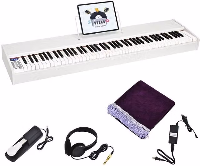 COSTWAY 88-Key Digital Piano Keyboard in White