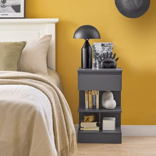 SoBuy Modern Square Side Table in Grey