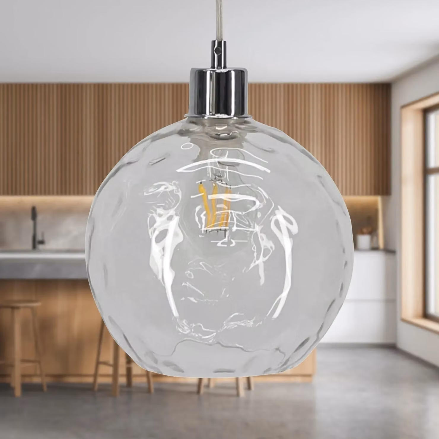 First Choice Lighting Barnum Clear Dimpled Glass Easy Fit Pendant Shade – 2
