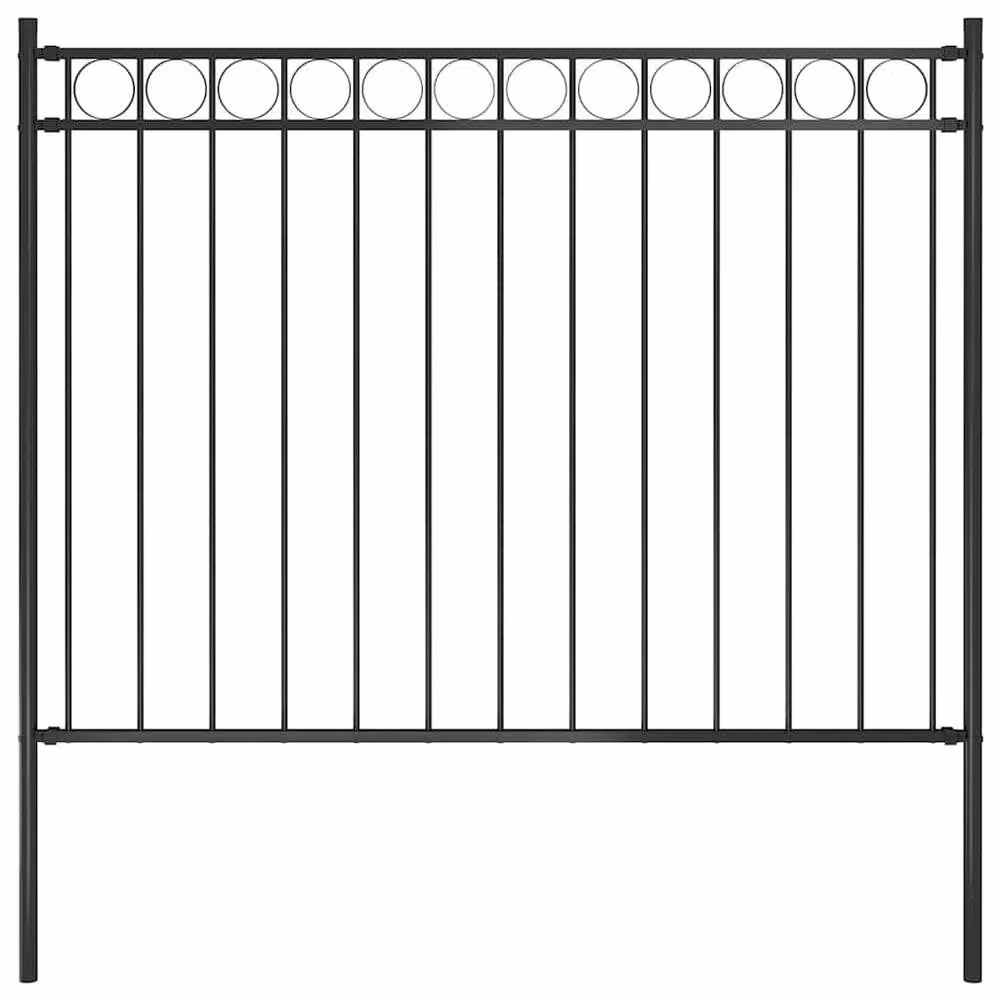 Berkfield Home Elegant Garden Fence, Powder-Coated Steel, Black, H 170 cm x W 100 cm – 2