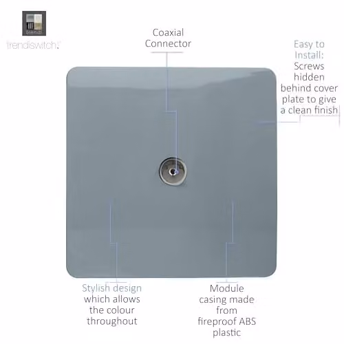 Trendi Switch 1 Gang Flush Co-Axial Television Socket in Cool Grey – 2