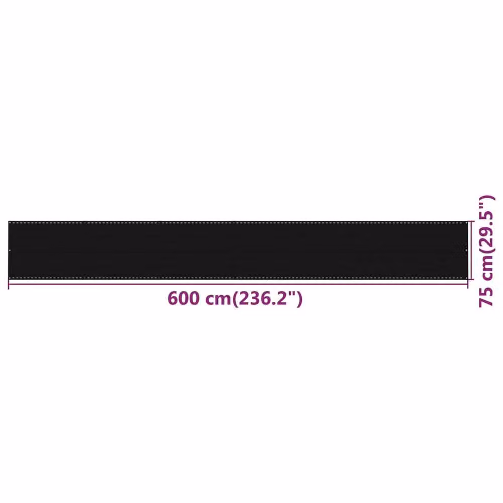 Berkfield Home Black Balcony Screen, W: 75 cm, L: 600 cm – 3