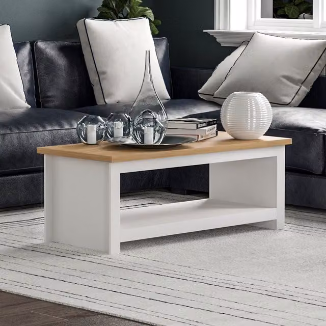 Vida Designs Modern White Rectangular Wood Coffee Table