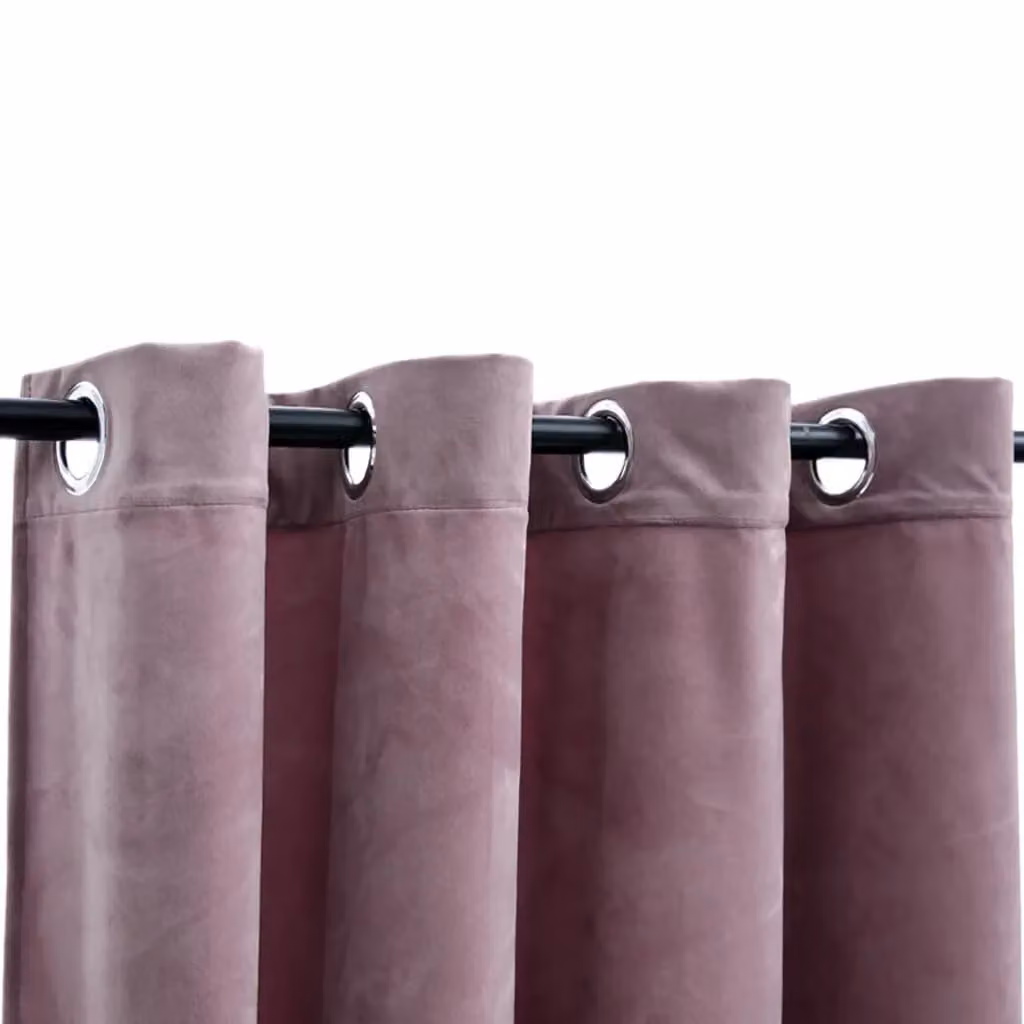 Berkfield Home Blackout Velvet Curtains with Eyelets, 2 Pack, Antique Pink, W: 140 cm, H: 225 cm – 3