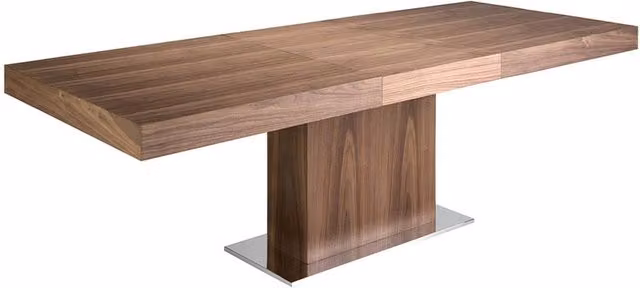 Angel Cerda Modern Rectangular Walnut Extending Dining Table in Brown