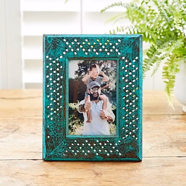 Paper High Hara Green Distressed Mango Wood Rectangular Single Photo Frame – 1