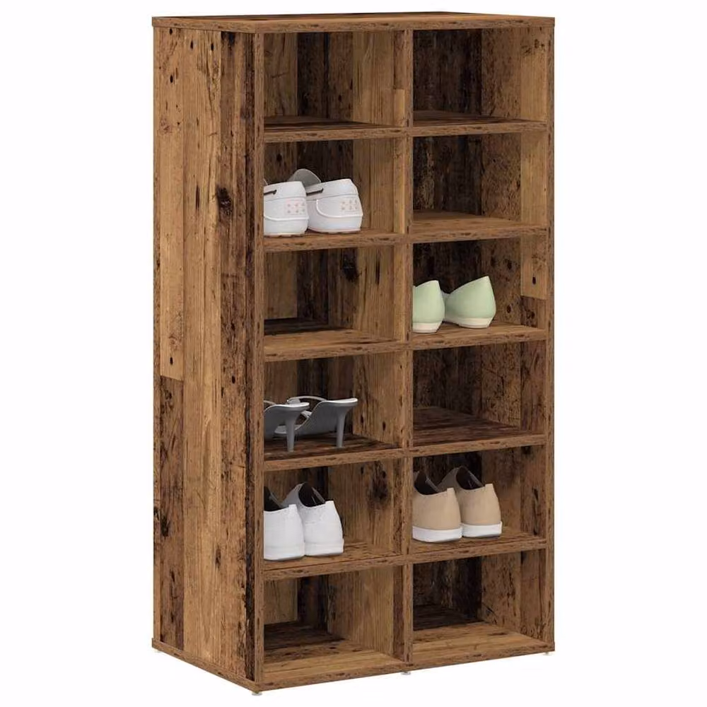 Berkfield Home Rustic Brown Engineered Wood Shoe Rack, H 100.5 x W 54 x D 34 cm – 2
