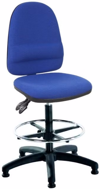 Lab Space Mist 2 Draughtsman Chair in Blue Fabric with Foot Ring and Castors