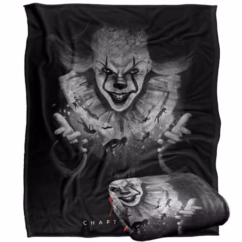 LOGOVISION It Chapter 2 Pennywise In The Dark Super Soft Silky Touch Fleece Throw Blanket, Multicolour, W: 152 cm, D: 127 cm