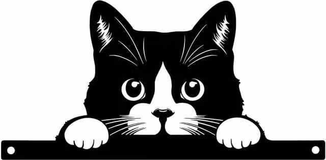 Betley Butterfly Peeking Cat Silhouette Fence Topper in Black